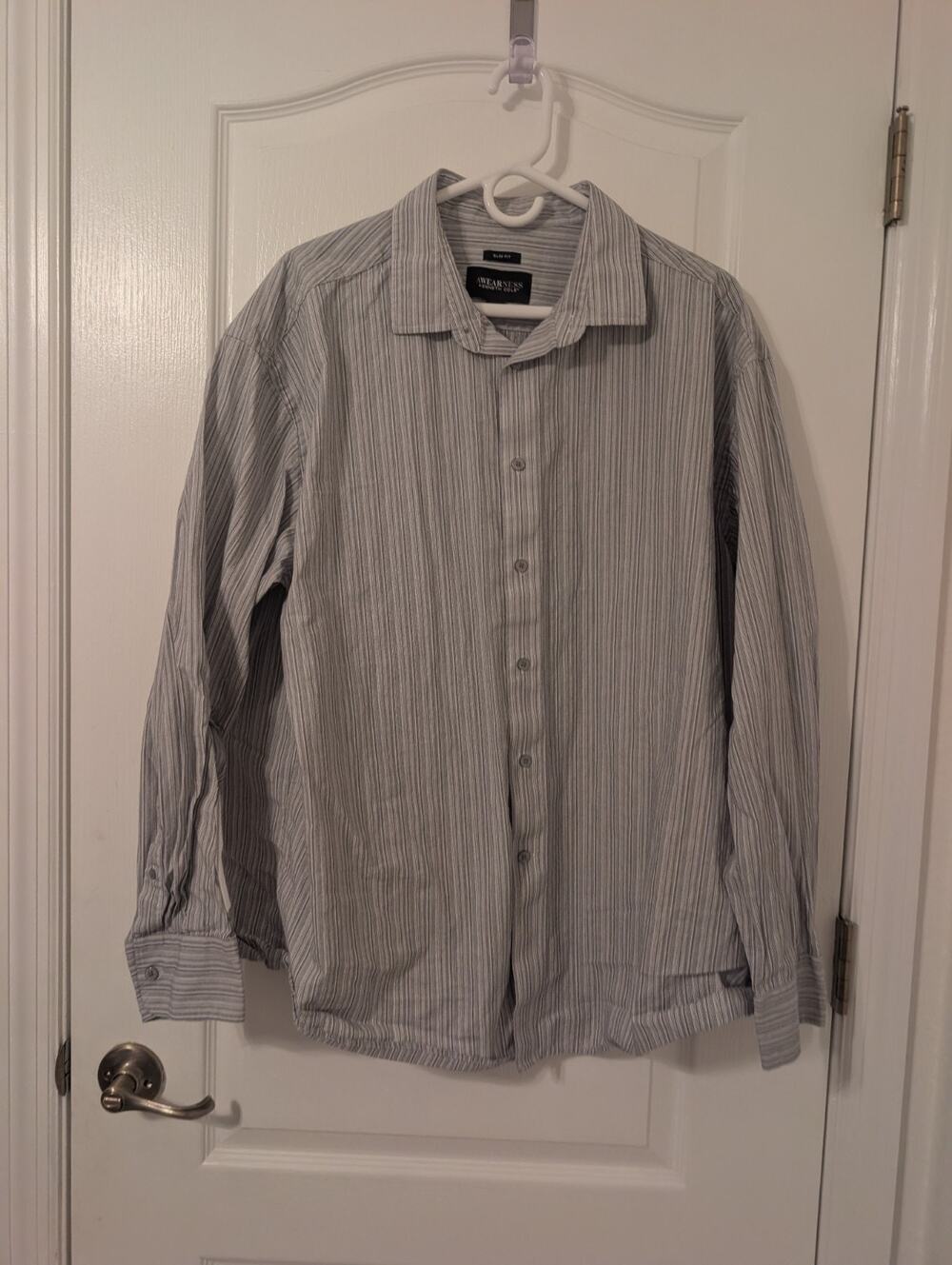 Kenneth Cole Awareness Slim Fit Dress Shirt Mens 1X Pinstripe